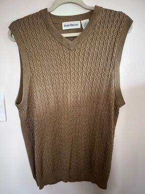 Barry Bricken Cable Knit V-Neck Sweater Vest - Brown